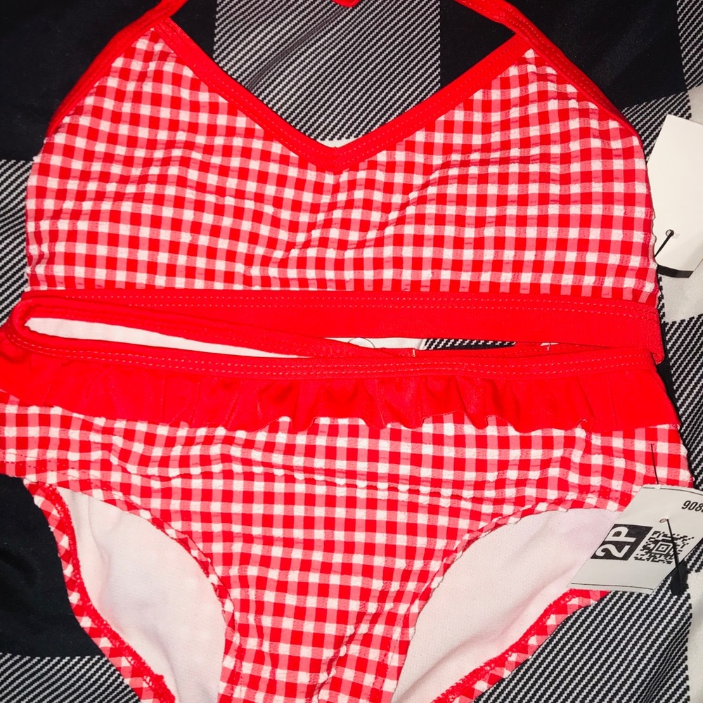 Cat & Jack Toddler Red and White Ruffle Swimsuit